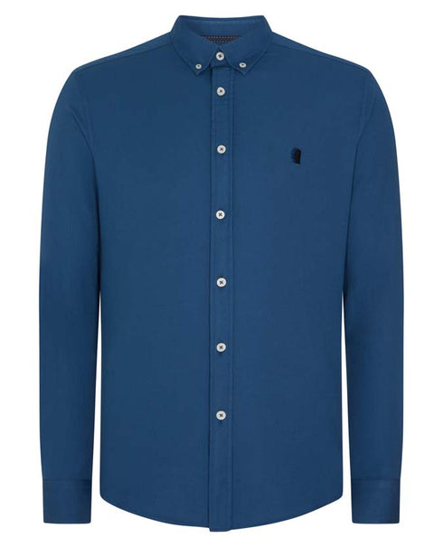 Remus Uomo Plain Casual Shirt Blue